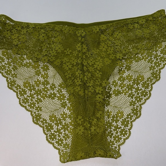 Glossy Satin Lace‎ Edge French Inspired Boudoir Chartreuse Stretchy Panties XL - Picture 12 of 14